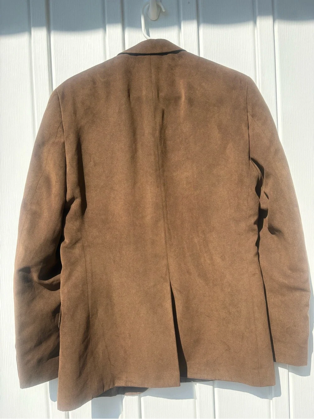 Murano Mens M Faux Suede Blazer Jacket Brown 2 Button Sport Coat Paisley Lining